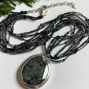 SILPADA 925 STORMY NIGHT Multi-Strand Necklace Removable Feldspar Pendant N1895